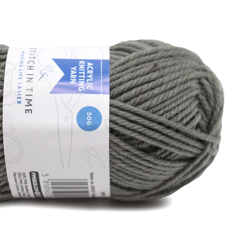 Acrylic Knitting Yarn 50g Grey x 3PK