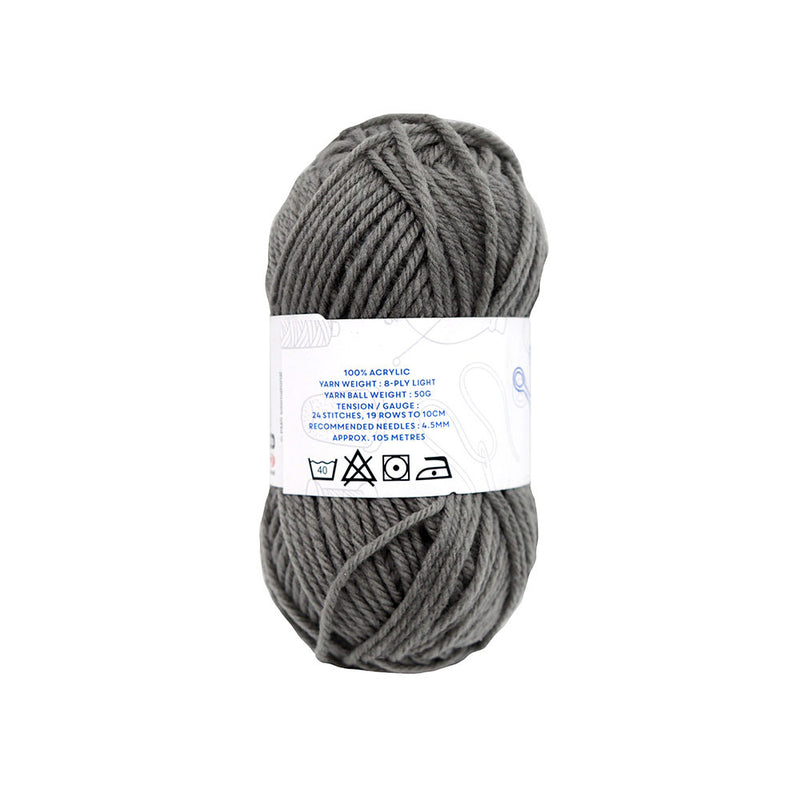 Acrylic Knitting Yarn 50g Grey x 3PK