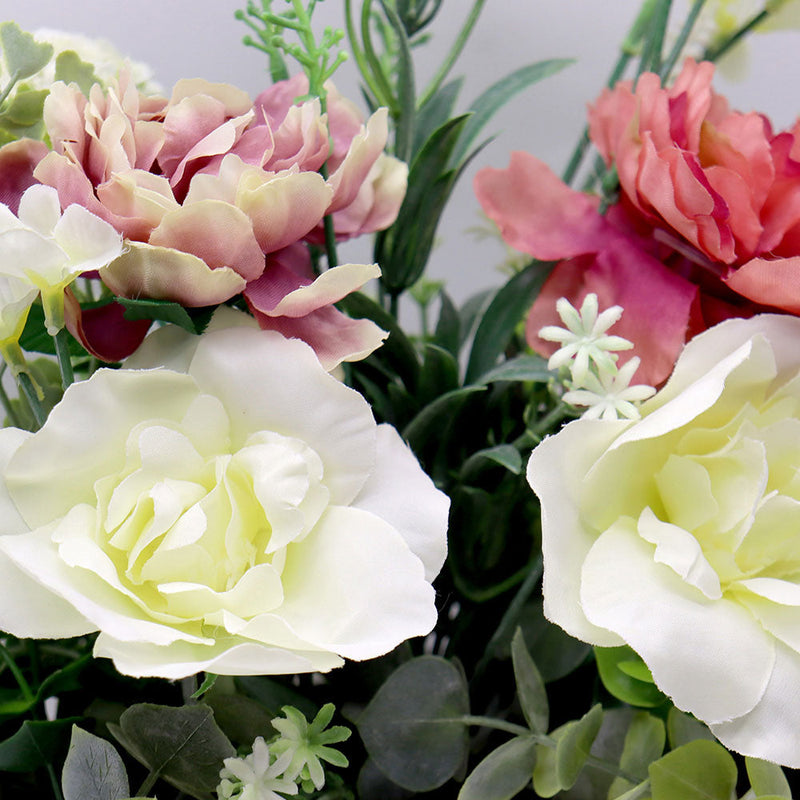 Artificial Flowers In White Rectangle Wooden Box