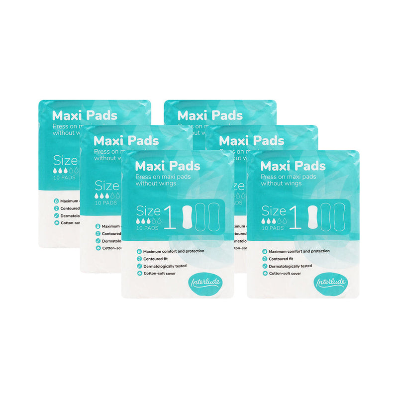 Interlude Maxi Pads Size 1 Without Wings 10S x 6PK