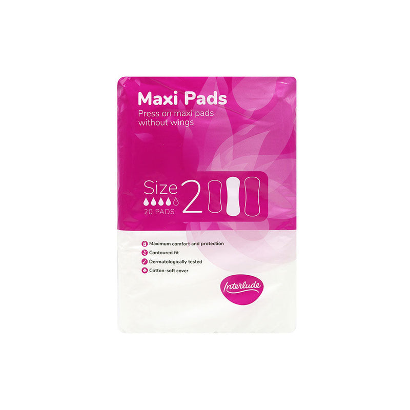 Interlude Maxi Pads Size 2 Without Wings 10S x 4PK
