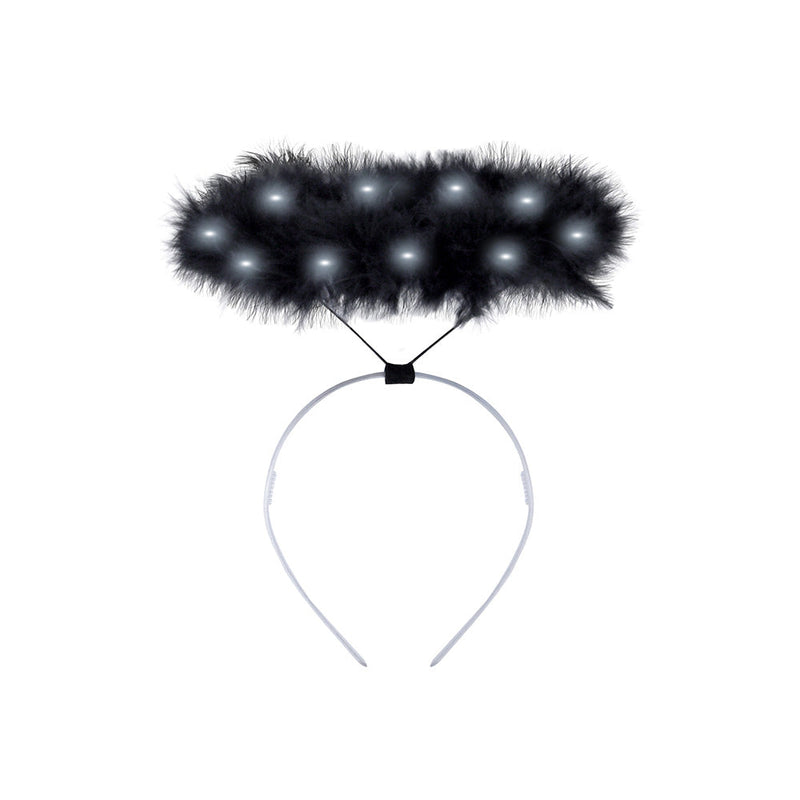 Light Up Black Angel Halo with White Headband