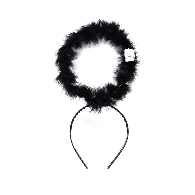 Light Up Black Angel Halo with White Headband