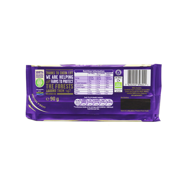 Cadbury Creamy White Chocolate Bar 90g x 4PK