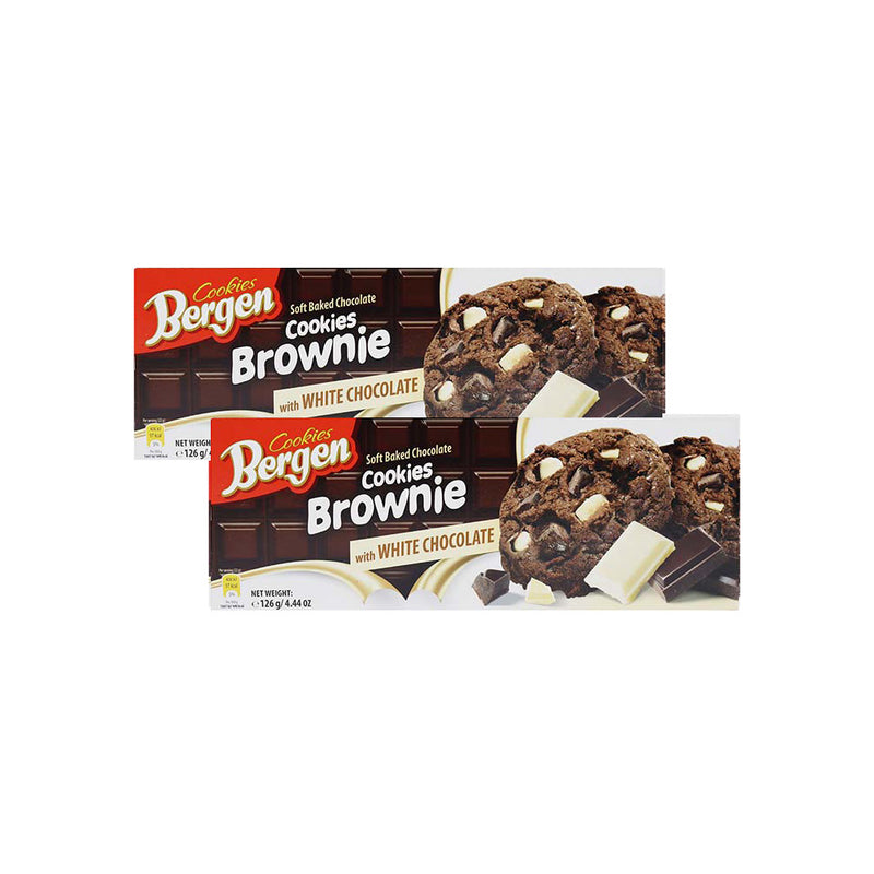Bergen Soft Baked White Chocolate Brownie Cookies 126g x 2Pack