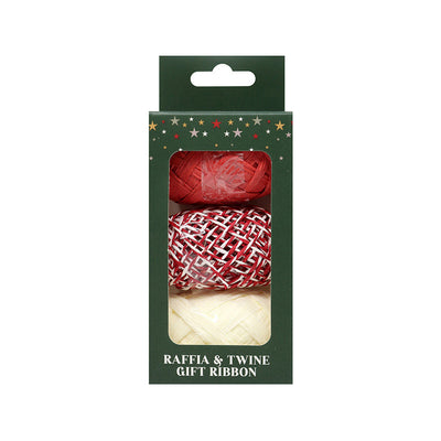 Christmas Raffia & Twine Gift Ribbon Red Pack of 3