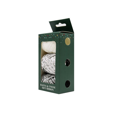 Christmas Raffia & Twine Gift Ribbon Silver Pack of 3