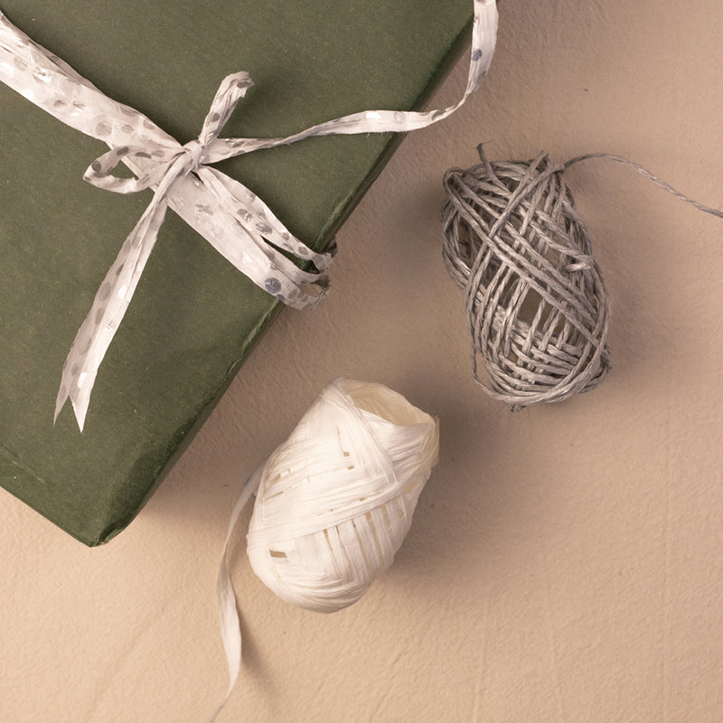 Christmas Raffia & Twine Gift Ribbon Silver Pack of 3