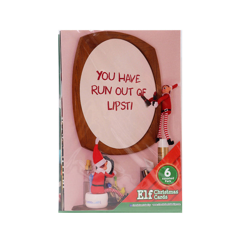 Naughty Elf Christmas Cards Lipstick Pack of 6