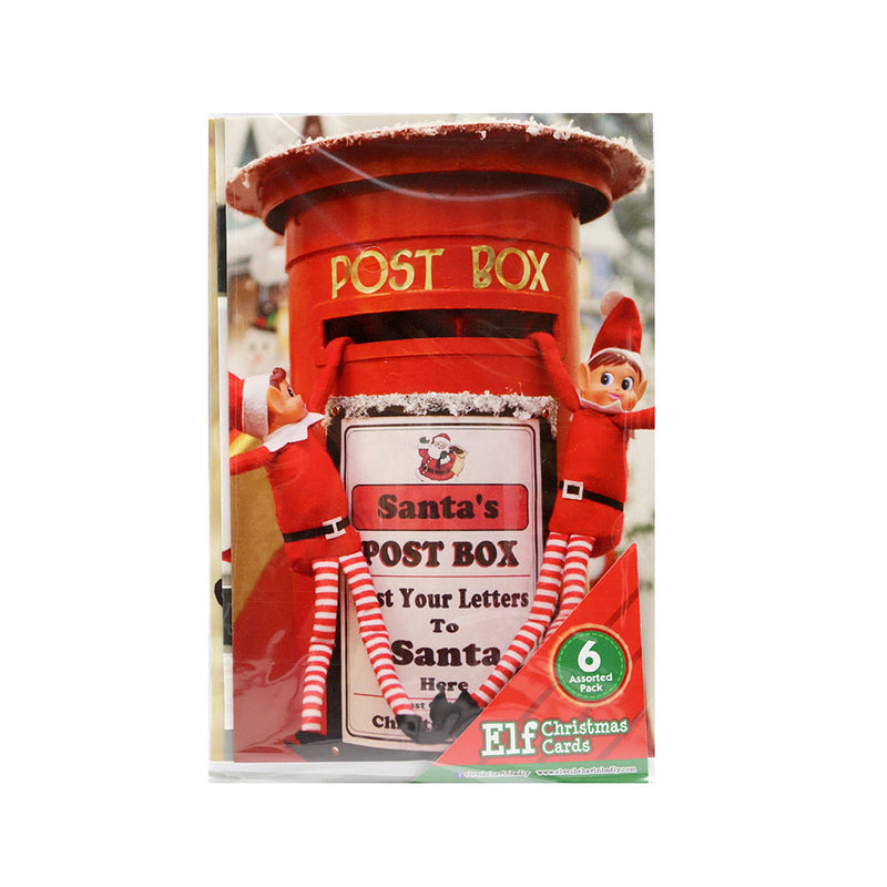 Naughty Elf Christmas Cards Post Box Pack of 6