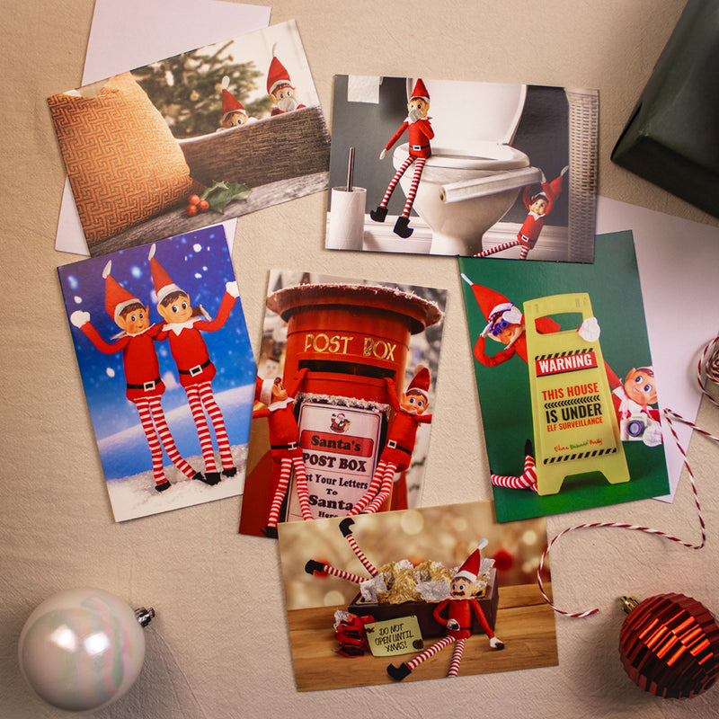 Naughty Elf Christmas Cards Post Box Pack of 6
