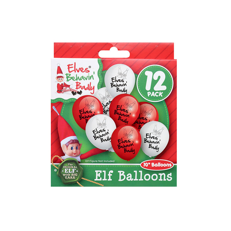 10inch Printed Elf Balloons Pack Of 12