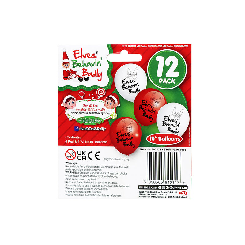 10inch Printed Elf Balloons Pack Of 12