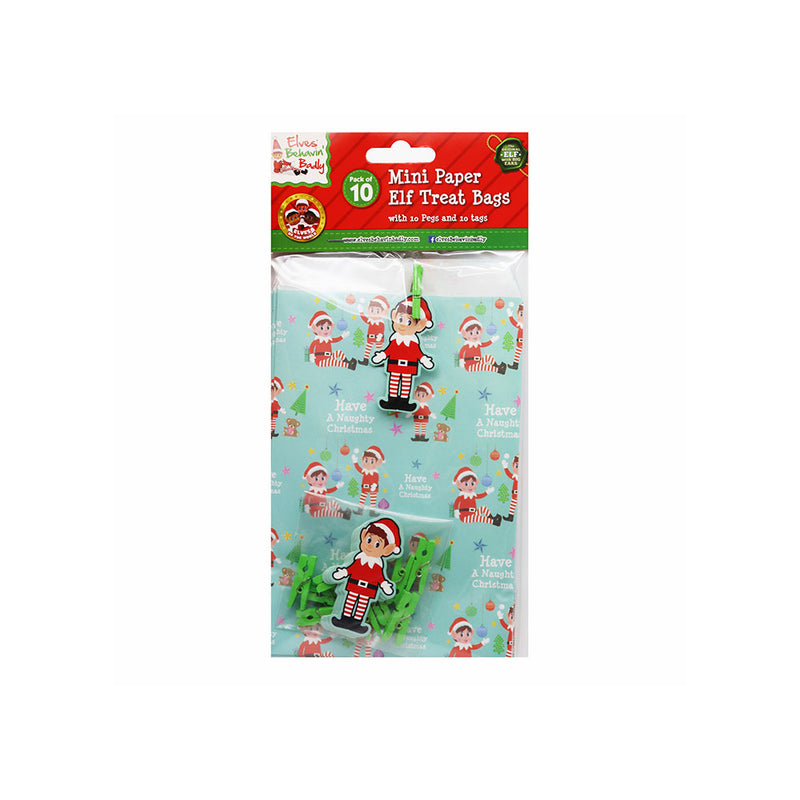 Mini Paper Elf Treat Bags With Pegs & Tags 10PK