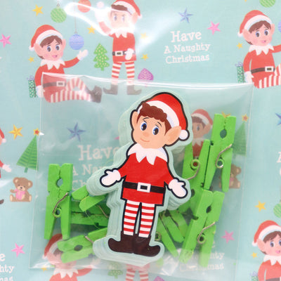 Mini Paper Elf Treat Bags With Pegs & Tags 10PK