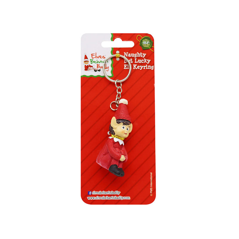 Polystone Naughty But Lucky Elf Keyring 2Inch