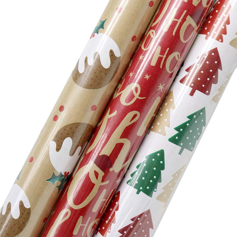 Festive Kraft Gift Wrapping Paper 2M