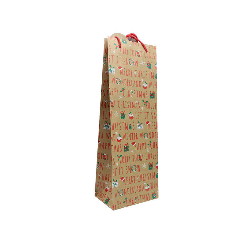 Christmas Kraft Bottle Gift Bag 3Pack