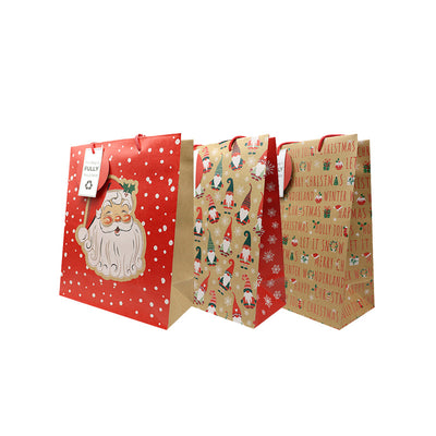 Christmas Kraft Gift Bag 3Pack Medium