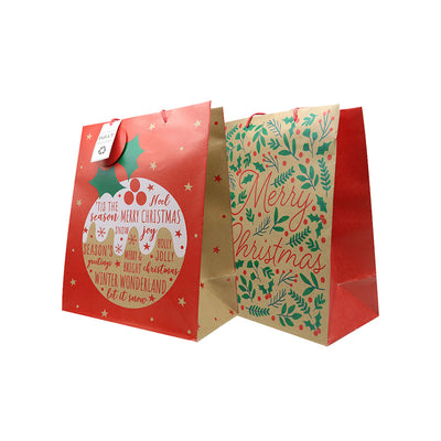 Christmas Kraft Gift Bag 2Pack Large