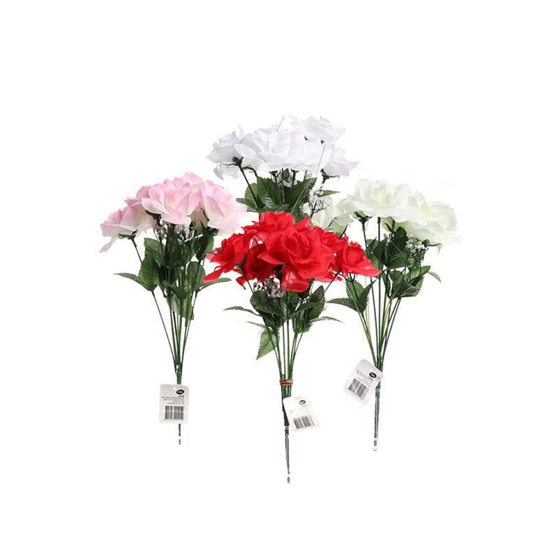 Artificial Open Rose Bouquet Cream 4 Colours