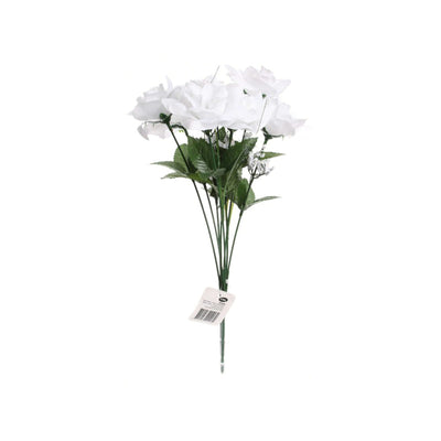Artificial Open Rose Bouquet Cream 4 Colours