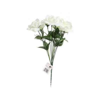 Artificial Open Rose Bouquet Cream 4 Colours