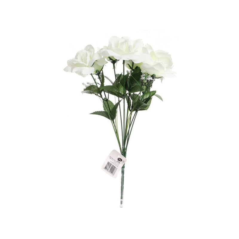 Artificial Open Rose Bouquet Cream 4 Colours