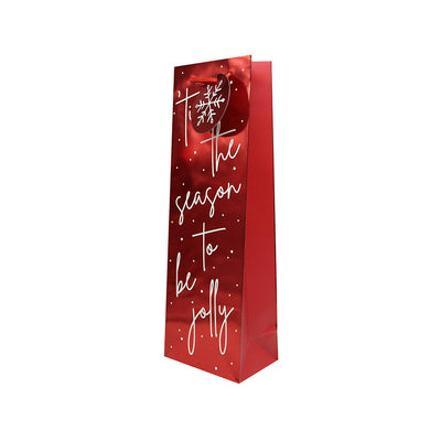 Christmas Red Foil Bottle Gift Bag