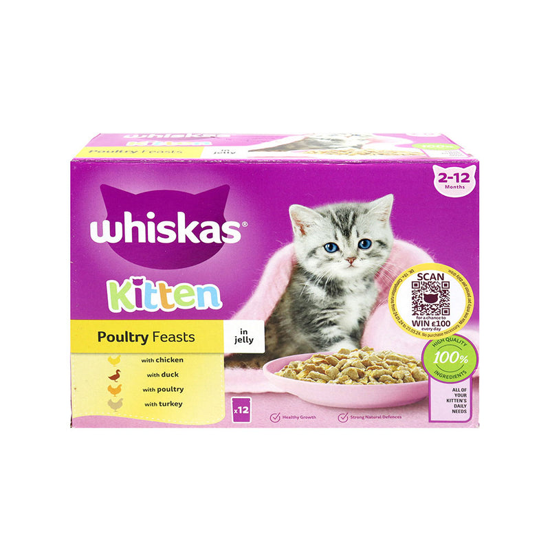 Whiskas Kitten Pouches Poultry Feasts in Jelly 12PK