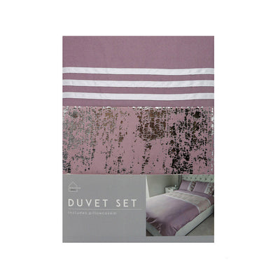 Mauve Velvet Panel Duvet Set King Size