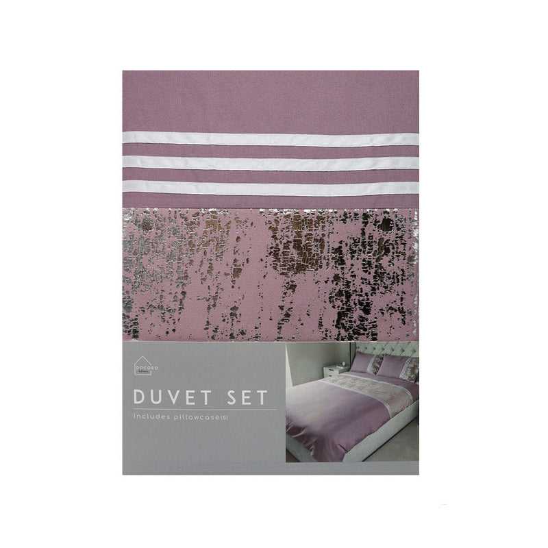 Mauve Velvet Panel Duvet Set King Size