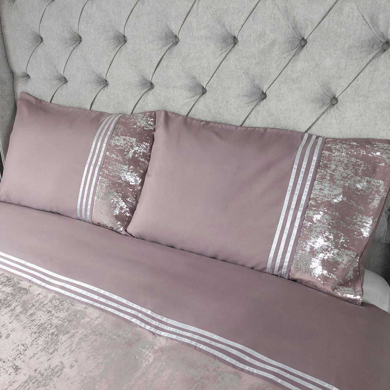 Mauve Velvet Panel Duvet Set King Size