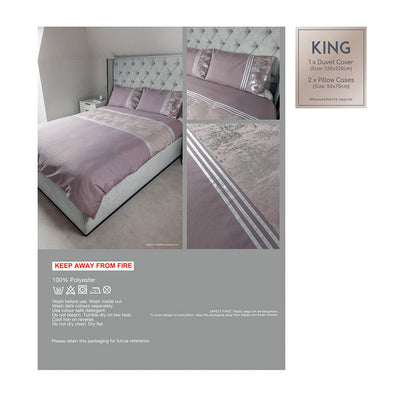 Mauve Velvet Panel Duvet Set King Size