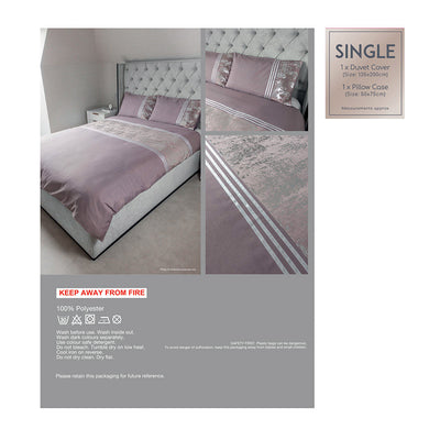 Mauve Velvet Panel Duvet Set Single Size