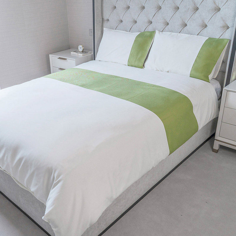 Lime Jacquard Panel Duvet Set King Size