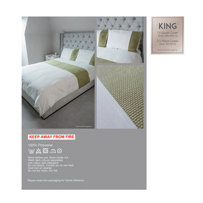 Lime Jacquard Panel Duvet Set King Size
