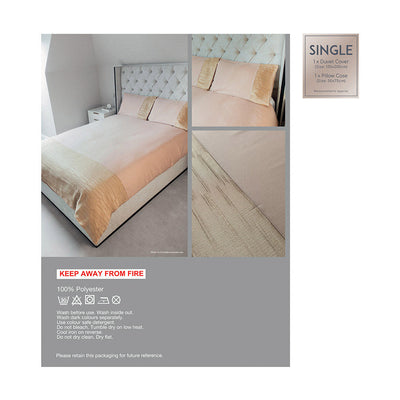 Natural Jacquard Linen Beige Duvet Set Single Size