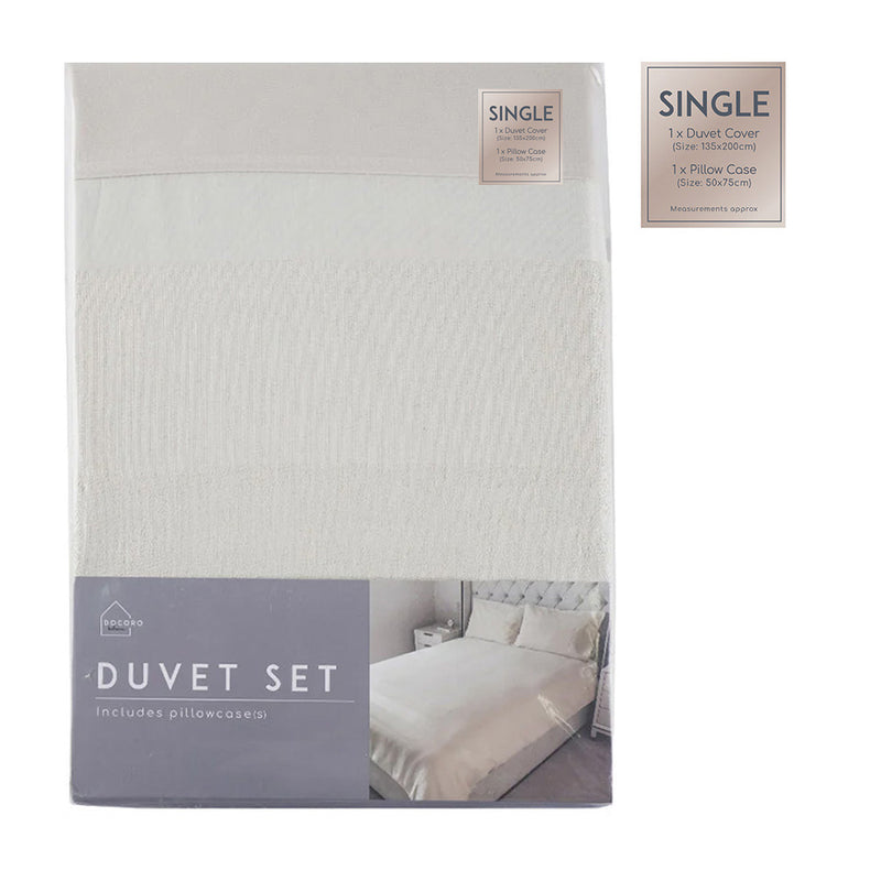Natural Jacquard Cream Duvet Set Single Size