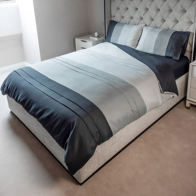 Grey Panel With Fitting Sheet Duvet Set Double Size