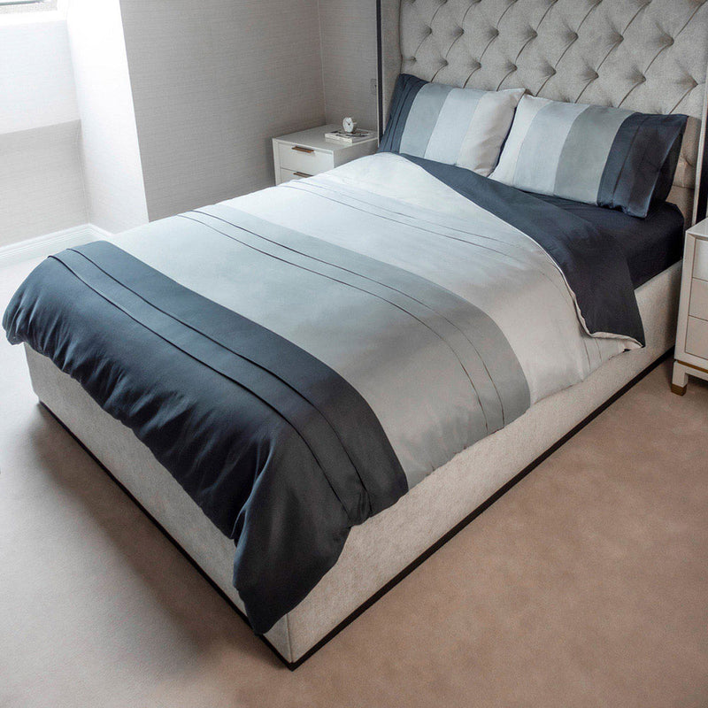 Grey Panel With Fitting Sheet Duvet Set King Size