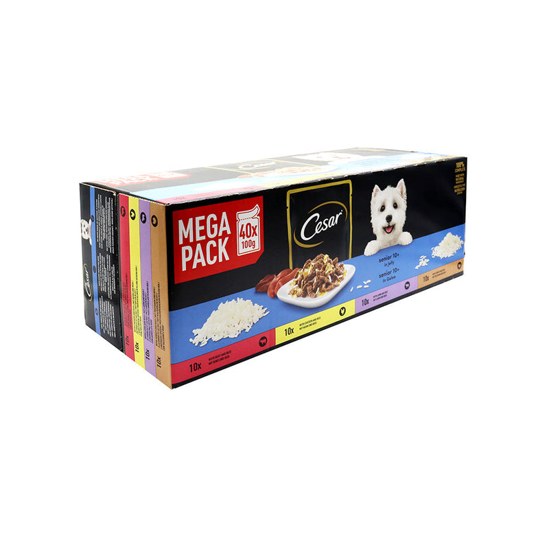 Cesar Senior Dog Food Pouches Sauce Mixed Selection In Jelly 40x100g