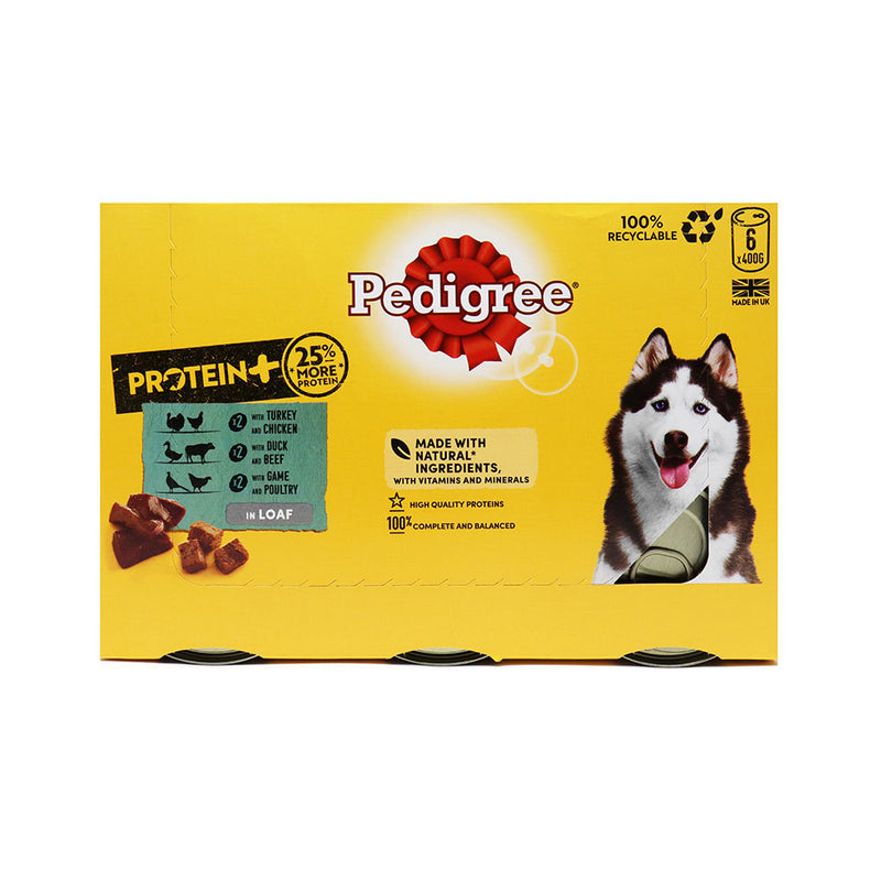 Pedigree Protein Plus Dog Food Tins Mixed Selection In Loaf 6x400g