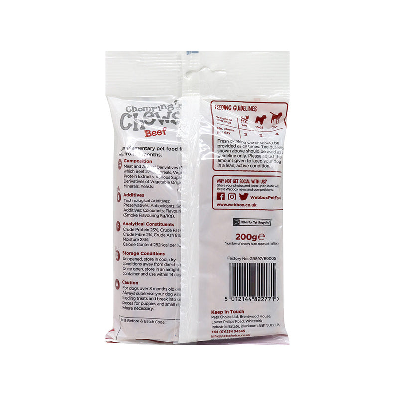 Webbox Meaty Chomping Chews Beef Dog Treats 200g