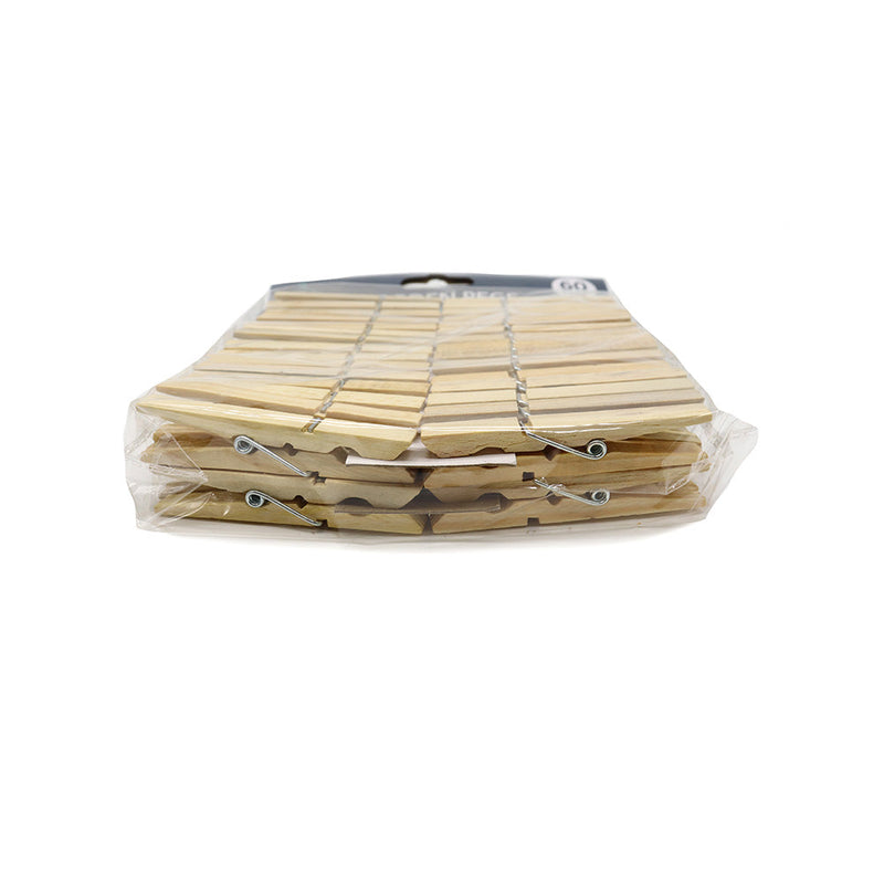 60 Wooden Traditional Spring Clip Pegs ¨C Durable Laundry Clothesline ...