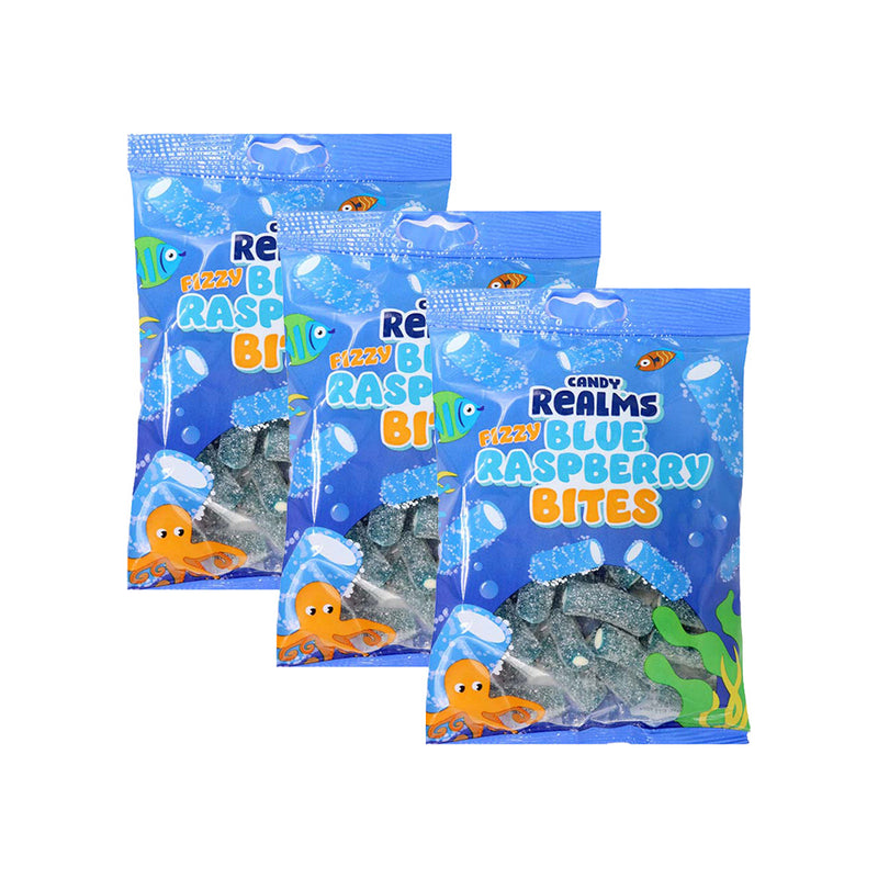 Candy Realms Fizzy Blue Raspberry Bites 170g x 3Pack