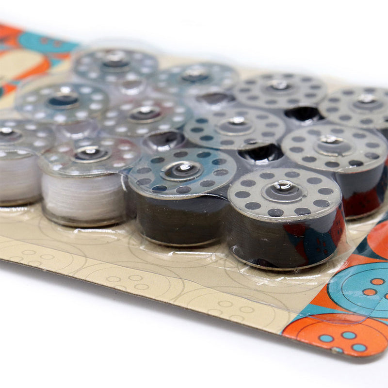 Metal Sewing SpoolsAssorted Colour Threads 12PK