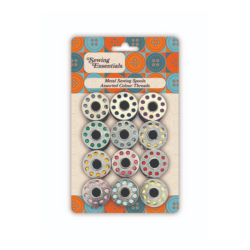 Metal Sewing SpoolsAssorted Colour Threads 12PK