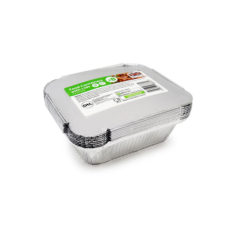 Foil Food Container With Lid Medium 8Pack