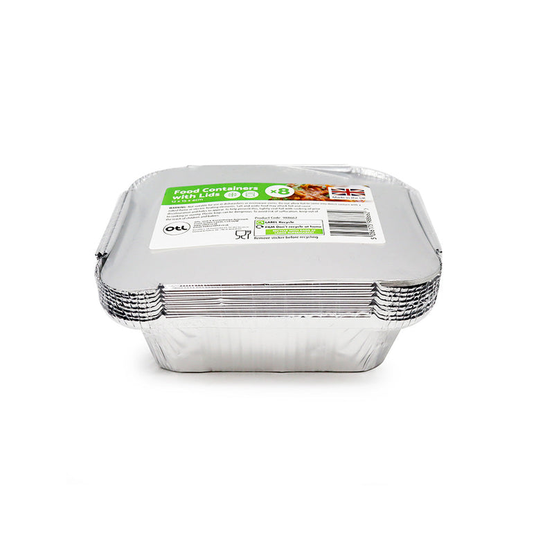 Foil Food Container With Lid Medium 8Pack